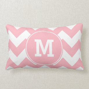 Monogrammed Light Pink Zigzag Pattern Lumbar Pillow