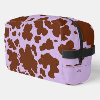 Monogrammed Lilac Purple and Brown Cow Skin Print