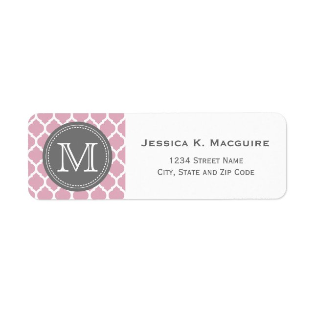 Monogrammed Lilac Purple & Grey Lattice (Front)