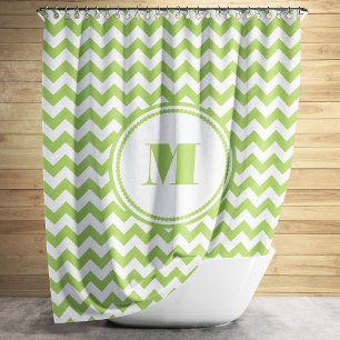 Monogrammed Lime Green And White Chevron Pattern