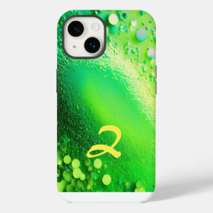 Monogrammed Lime Green Glitter iPhone 14 Case