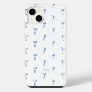 Monogrammed Little Bow Blue iPhone 14 Plus Case