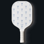 Monogrammed Little Bow Blue Pickleball Paddle<br><div class="desc">This preppy pattern features hand drawn blue bows and your own monogram.</div>