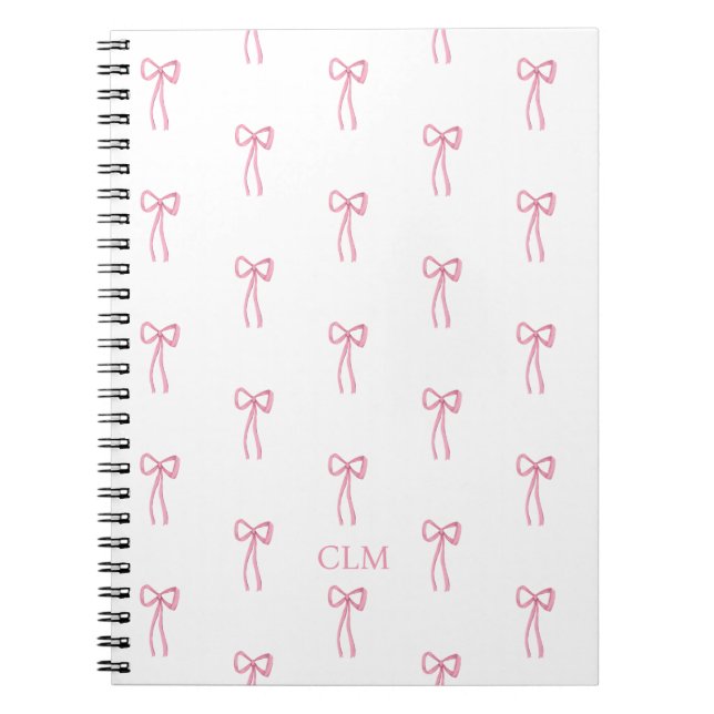 Monogrammed Little Bow Pink Notebook (Front)