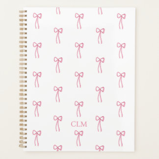 Monogrammed Little Bow Pink Planner