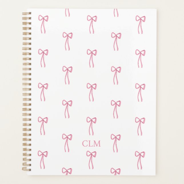 Monogrammed Little Bow Pink Planner (Front)