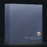 Monogrammed Luxury Gold Professional Binder<br><div class="desc">Keep your important documents organized with this elegant 3 ring binder featuring a brushed monogram medallion with your name and title in classic block typography. The binder has a stylish blue leather print background and a gold initial monogram that adds a touch of sophistication to your workspace. Perfect for the...</div>