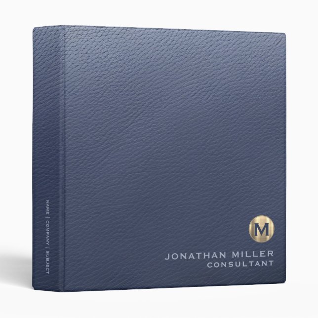 Monogrammed Luxury Gold Professional Binder (Front/Spine)