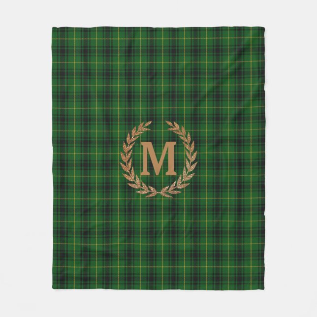 Monogrammed MacArthur Tartan Fleece Blanket (Front)
