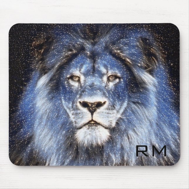 Monogrammed Majestic Sparkle Lion Mouse Pad (Front)