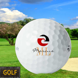 Monogrammed Maori Flag & New Zealand /wave symbol Golf Balls