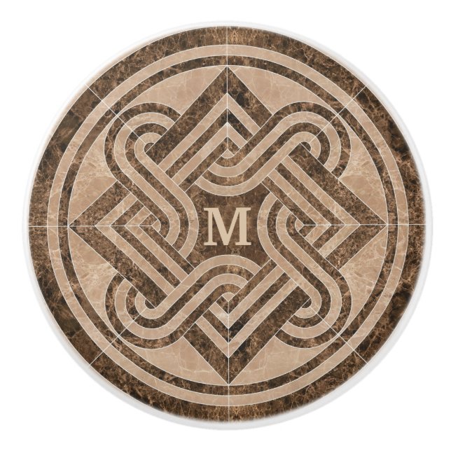 monogrammed Marble Ornament  Ceramic Knob (Front)