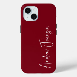 Monogrammed Maroon  iPhone 15 Case