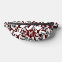 Monogrammed maroon grey volleyballs pattern