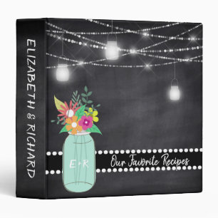 Monogrammed Mason Jar Chalkboard Wedding Recipe Binder