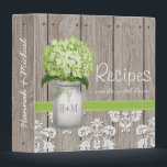 Monogrammed Mason Jar Green Hydrangea Recipe Binder<br><div class="desc">The rustic and pretty green hydrangea and mason jar recipe book can be personalized with a couple's initials and own wording on the front and spine of the binder. Designed by Chrissy H. Studios,  LLC. All rights reserved.</div>