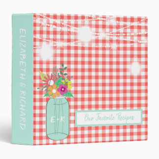 Monogrammed Mason Jar Mint Coral Favourite Recipes Binder