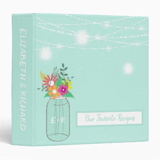 Monogrammed Mason Jar Mint Green Wedding Recipe Binder