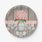 Monogrammed Mason Jar Pink Hydrangea Wedding