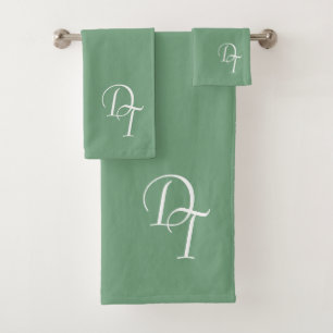 Monogrammed Matcha colour Bath Towel Set