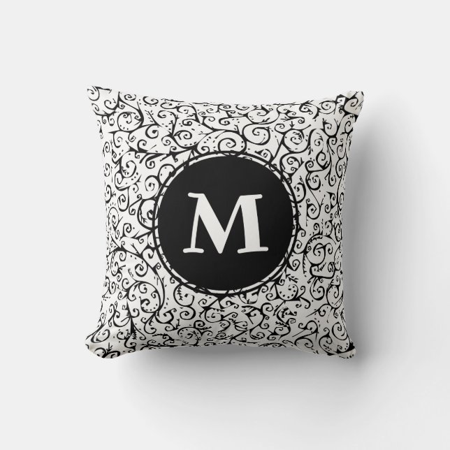 Monogrammed Mayhem Throw Pillow (Front)
