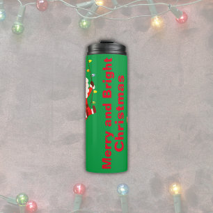 Monogrammed Merry & Bright on Green    Thermal Tumbler