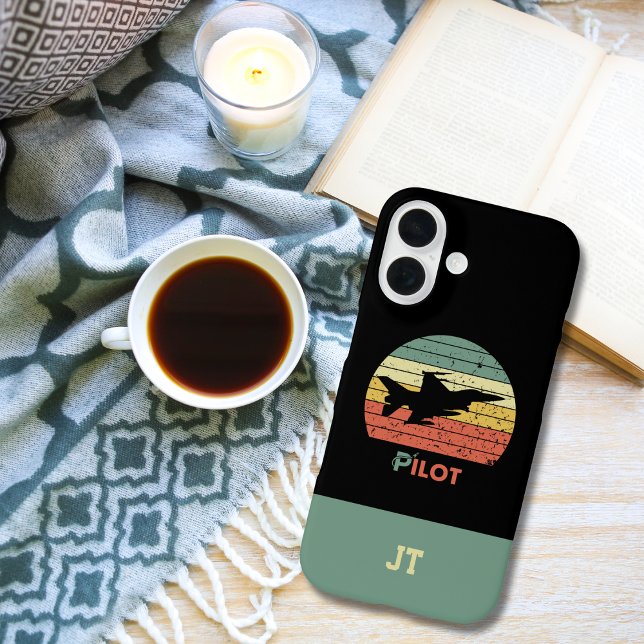Monogrammed, Minimalist,Airplane,Retro Pilot Case-Mate iPhone Case (Creator Uploaded)