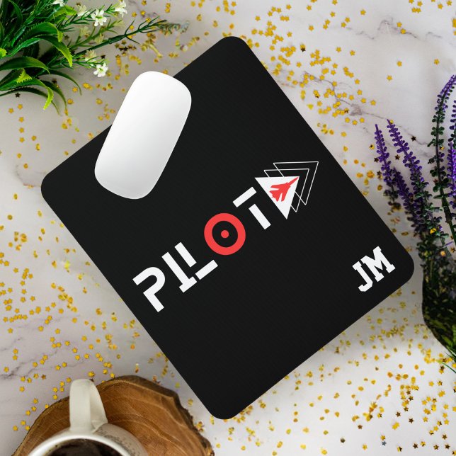 Monogrammed, Minimalist,Custom,Airplane,Pilot Mouse Pad (Creator Uploaded)
