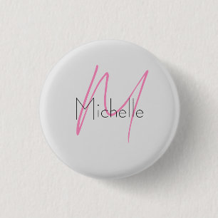 Monogrammed Minimalist Plain Modern Name 1 Inch Round Button