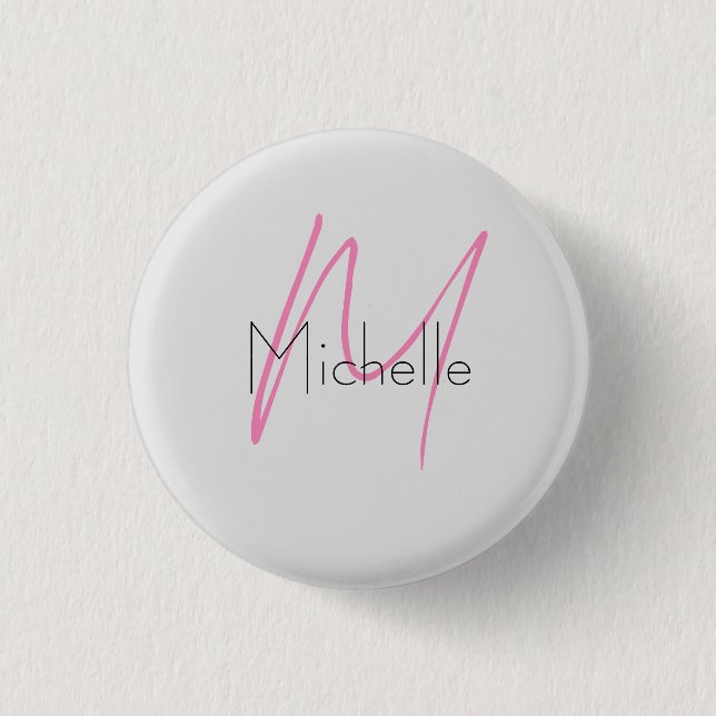 Monogrammed Minimalist Plain Modern Name 1 Inch Round Button (Front)