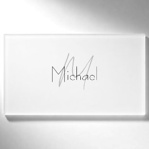 Monogrammed Minimalist Plain Modern Name Name Tag