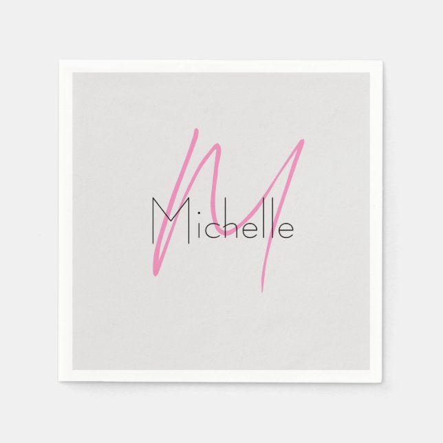 Monogrammed Minimalist Plain Modern Name Napkin (Front)