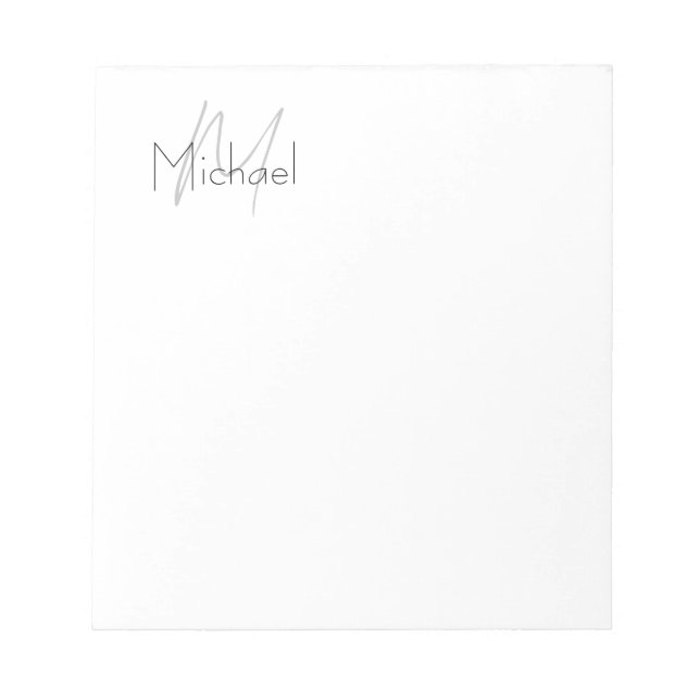 Monogrammed Minimalist Plain Modern Name Notepad (Front)
