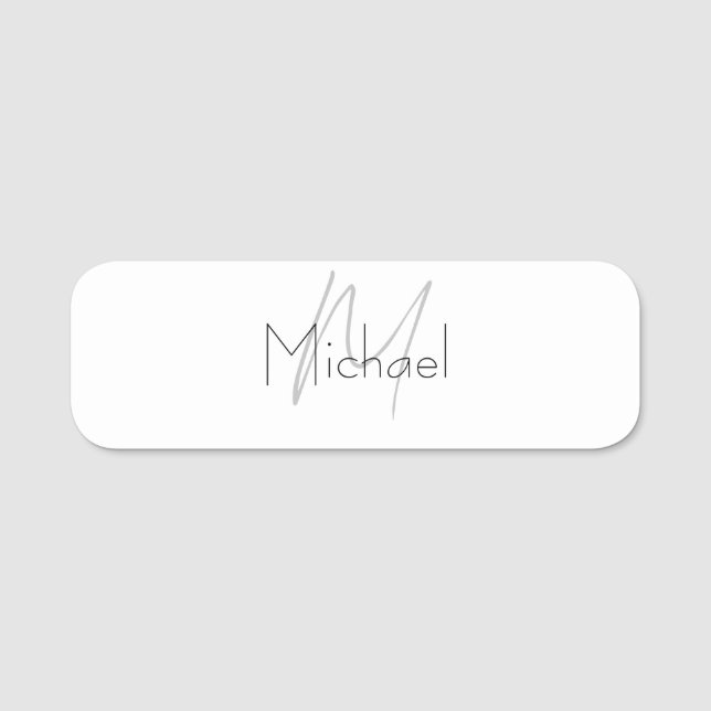 Monogrammed Minimalist Plain Modern Name Tag (Front)