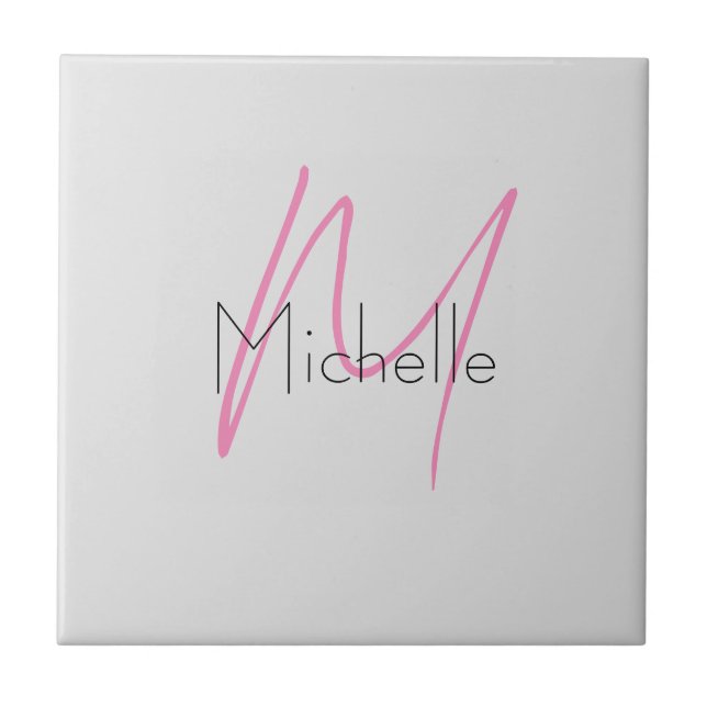 Monogrammed Minimalist Plain Modern Name Tile (Front)