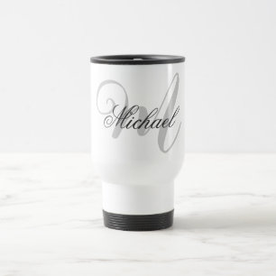 Monogrammed Minimalist Plain Modern Travel Mug