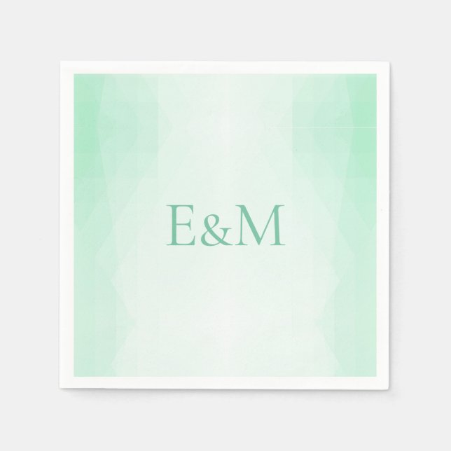 Monogrammed Mint Green Template Modern Elegant Napkin (Front)