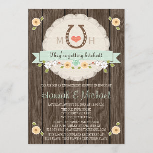 MONOGRAMMED MINT HORSESHOE WESTERN COUPLES SHOWER INVITATION