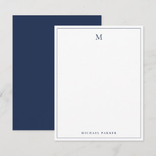 Monogrammed Modern Blue Professional Thank You Card