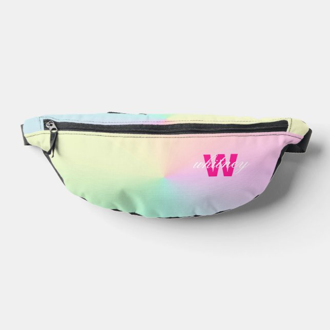 Monogrammed Modern Chic Pastel Ombre Fanny Pack (Lay Down)