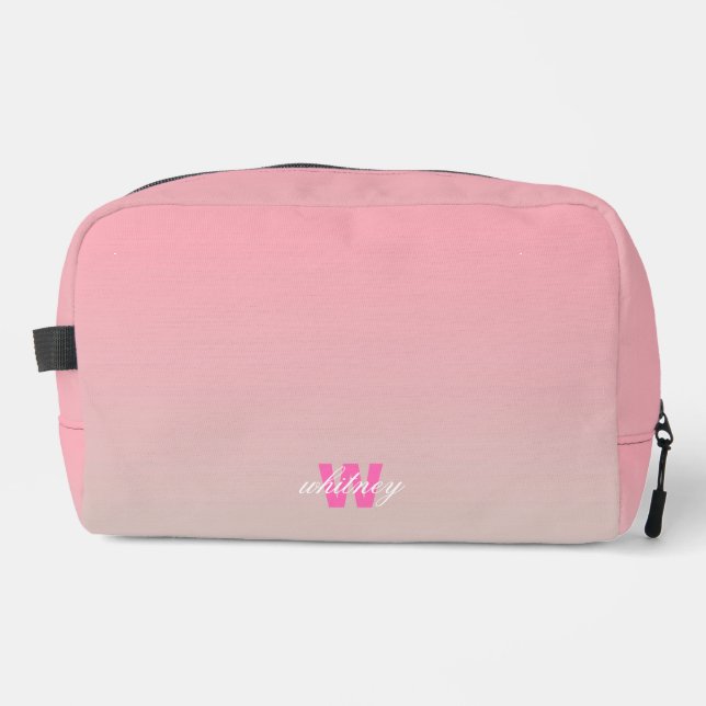 Monogrammed Modern Chic Pink Pastel Ombre Dopp Kit (Front)