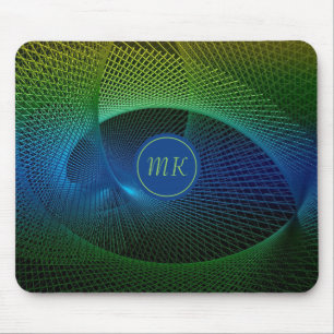 Monogrammed Modern Fractal  Mouse Pad