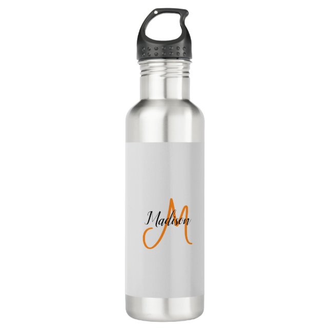 Monogrammed Modern Handwriting Name Initial 710 Ml Water Bottle (Front)