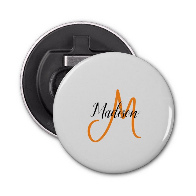 Monogrammed Modern Handwriting Name Initial Bottle Opener (Front)
