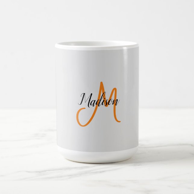 Monogrammed Modern Handwriting Name Initial Coffee Mug (Center)