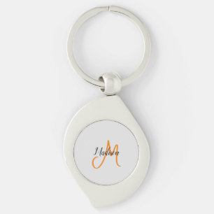 Monogrammed Modern Handwriting Name Initial Keychain