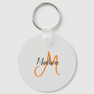 Monogrammed Modern Handwriting Name Initial Keychain