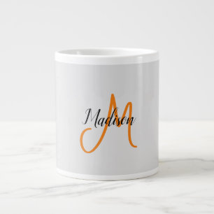 Monogrammed Modern Handwriting Name Initial Large Coffee Mug