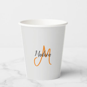 Monogrammed Modern Handwriting Name Initial Paper Cups
