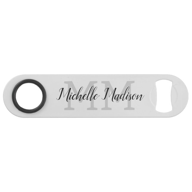 Monogrammed Modern Handwriting Name Initials Bar Key (Front (Horizontal))